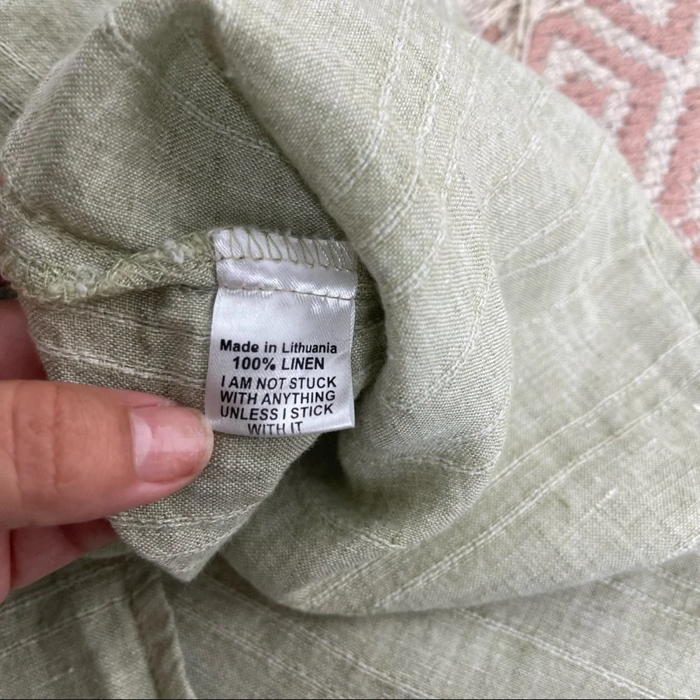 Flax Light Sage Green Linen Shift Dress